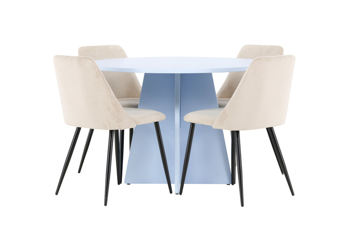Venture Home Bootcut Table - Baby Blue with 4 Night Chair - Black / Beige