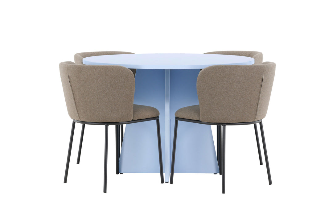 Venture Home Bootcut Table - Baby Blue with 4 Edina Chair - Black / Brown