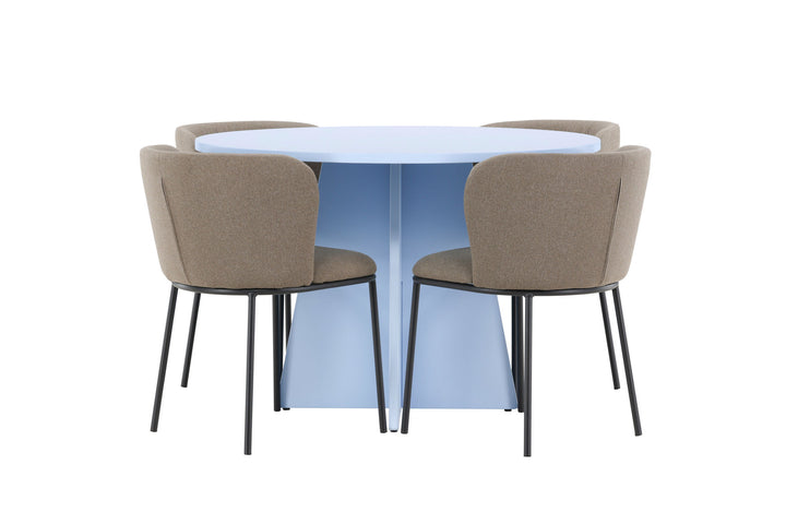 Venture Home Bootcut Table - Baby Blue with 4 Edina Chair - Black / Brown