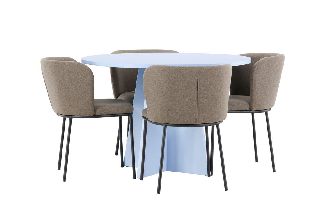 Venture Home Bootcut Table - Baby Blue with 4 Edina Chair - Black / Brown