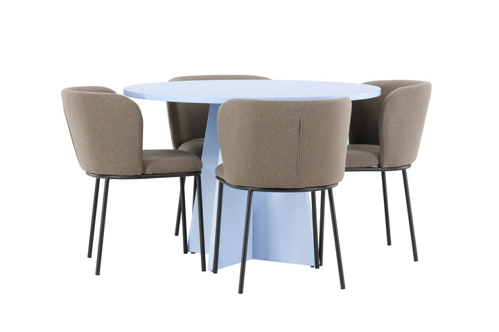 Venture Home Bootcut Table - Baby Blue with 4 Edina Chair - Black / Brown