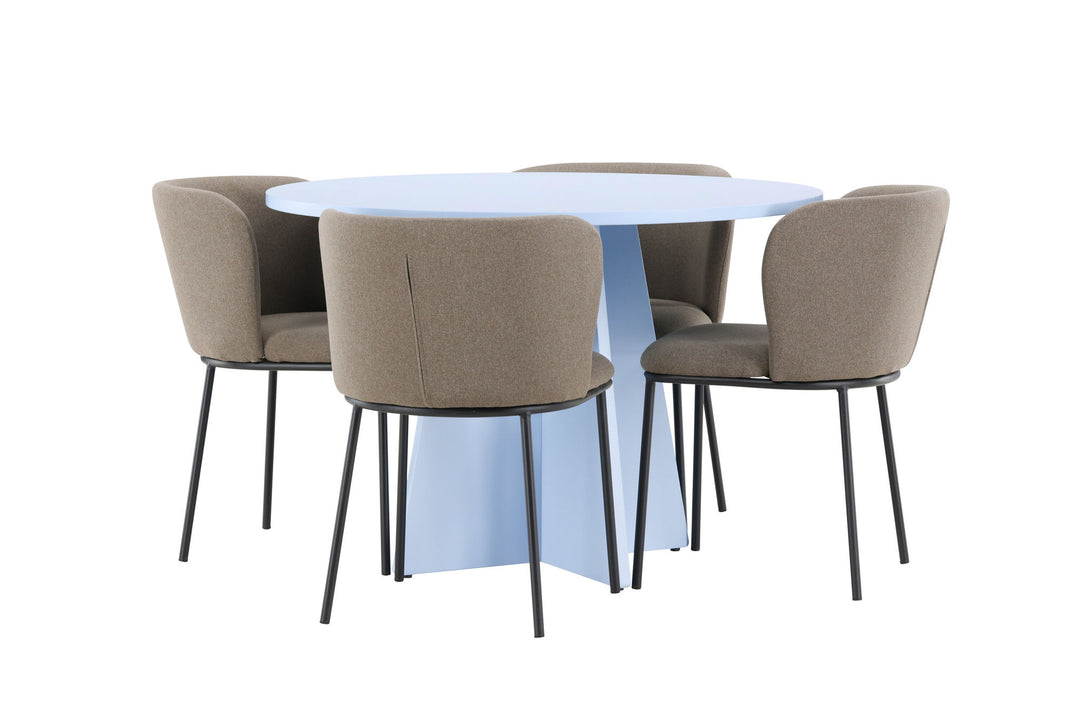 Venture Home Bootcut Table - Baby Blue with 4 Edina Chair - Black / Brown