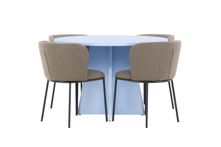 Venture Home Bootcut Table - Baby Blue with 4 Edina Chair - Black / Brown