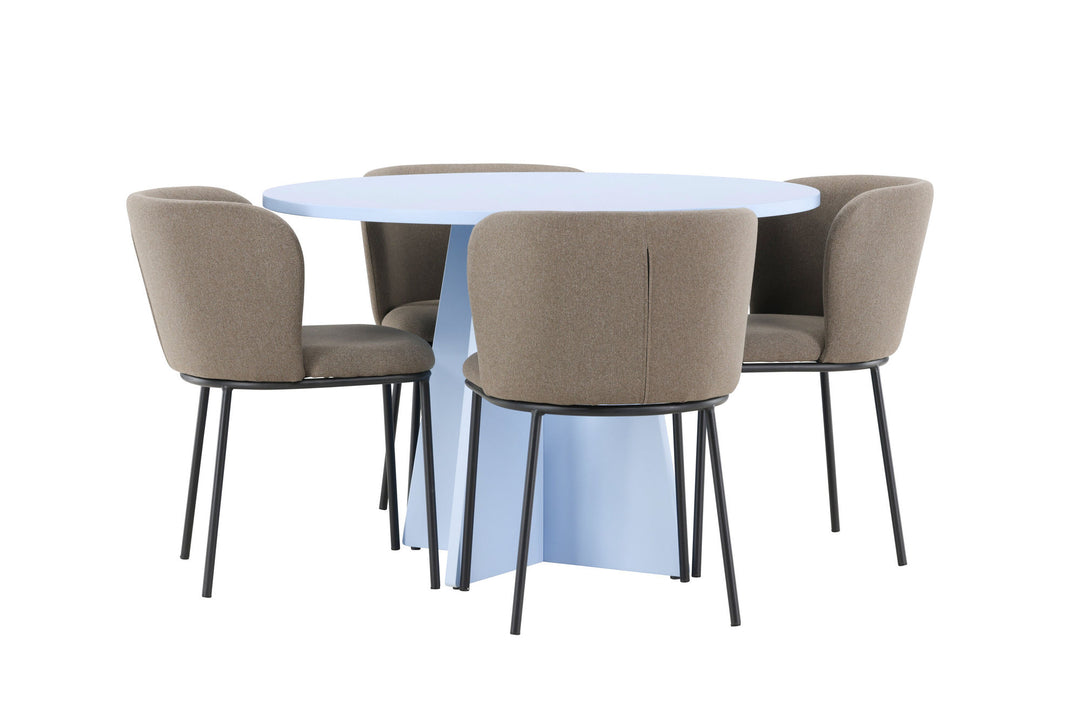Venture Home Bootcut Table - Baby Blue with 4 Edina Chair - Black / Brown