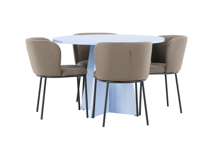 Venture Home Bootcut Table - Baby Blue with 4 Edina Chair - Black / Brown