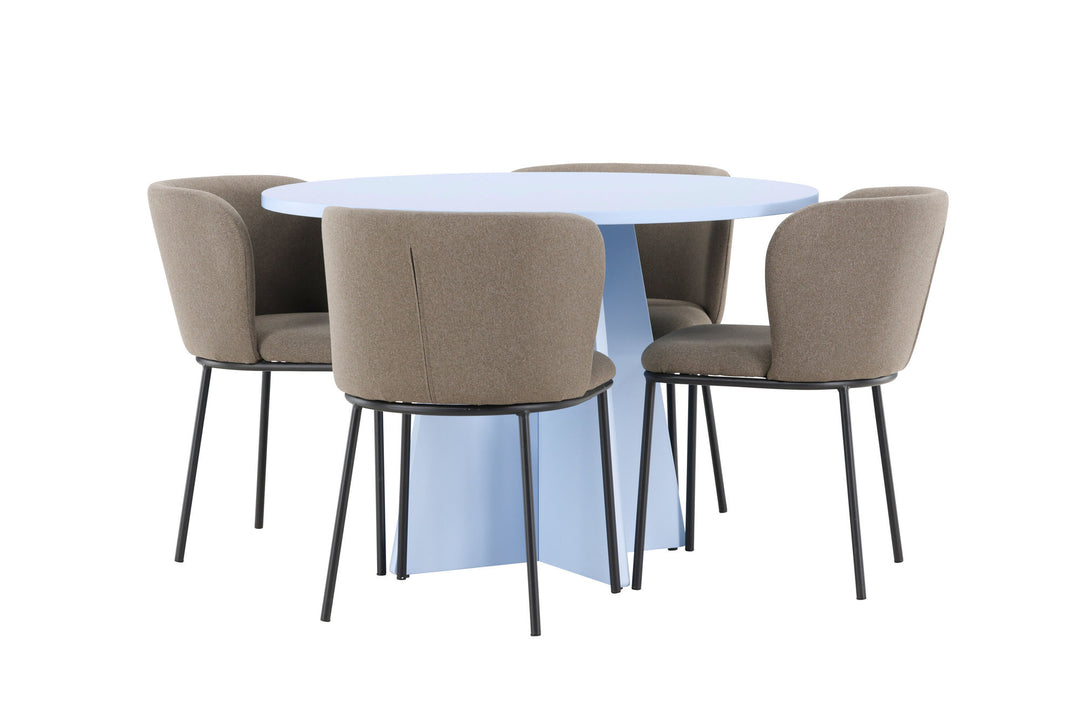 Venture Home Bootcut Table - Baby Blue with 4 Edina Chair - Black / Brown