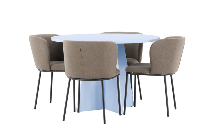 Venture Home Bootcut Table - Baby Blue with 4 Edina Chair - Black / Brown
