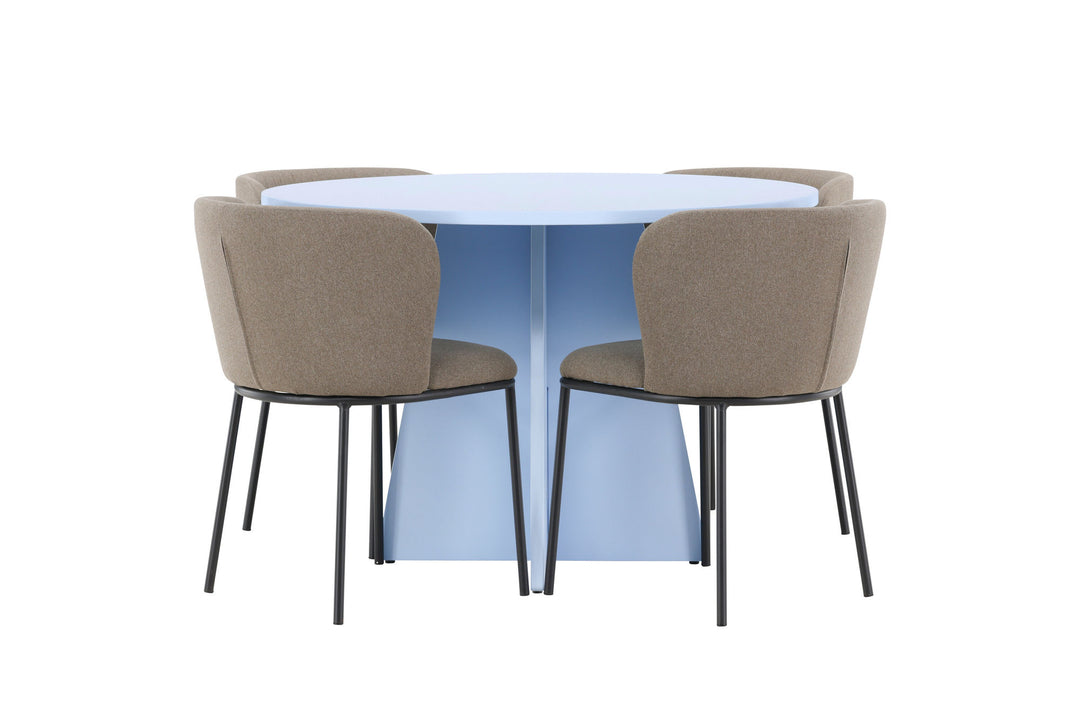 Venture Home Bootcut Table - Baby Blue with 4 Edina Chair - Black / Brown