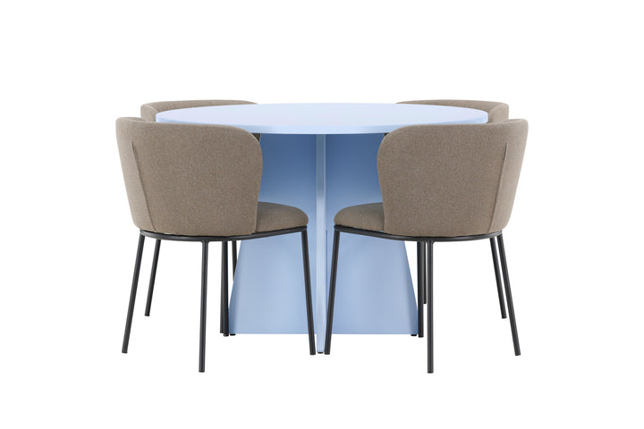 Venture Home Bootcut Table - Baby Blue with 4 Edina Chair - Black / Brown