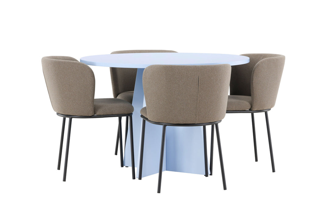 Venture Home Bootcut Table - Baby Blue with 4 Edina Chair - Black / Brown