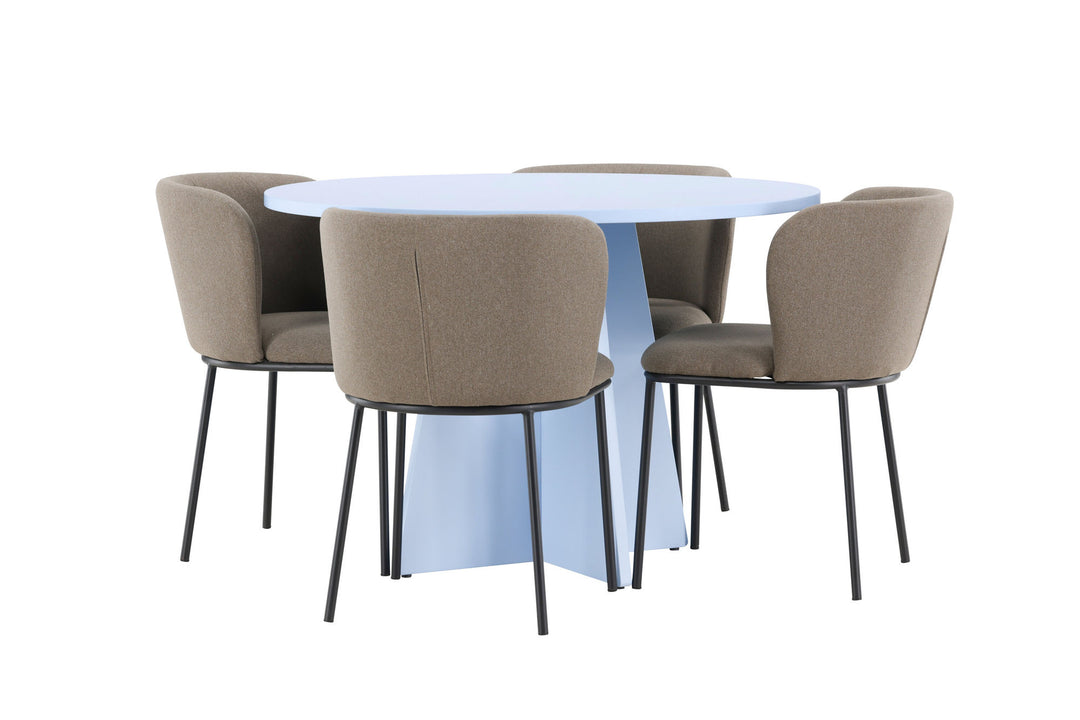 Venture Home Bootcut Table - Baby Blue with 4 Edina Chair - Black / Brown
