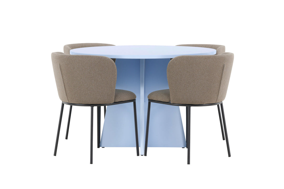 Venture Home Bootcut Table - Baby Blue with 4 Edina Chair - Black / Brown