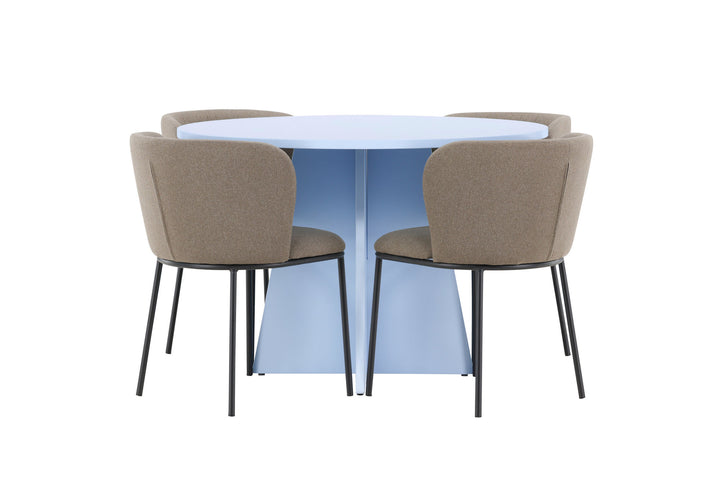 Venture Home Bootcut Table - Baby Blue with 4 Edina Chair - Black / Brown