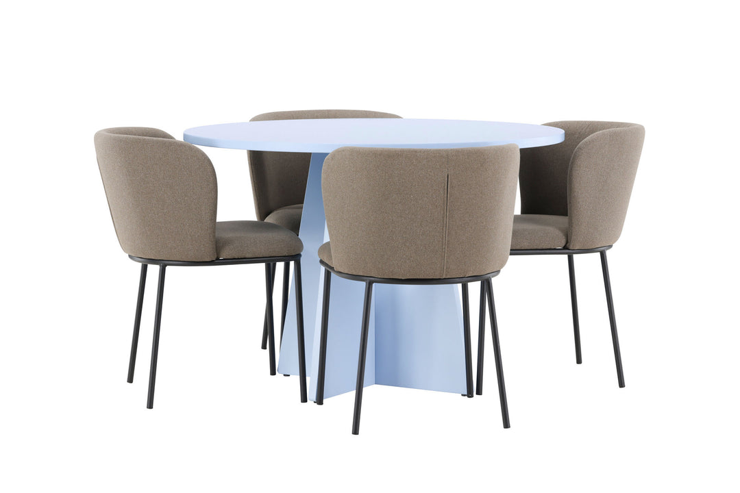 Venture Home Bootcut Table - Baby Blue with 4 Edina Chair - Black / Brown
