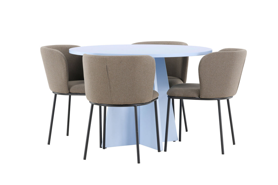 Venture Home Bootcut Table - Baby Blue with 4 Edina Chair - Black / Brown