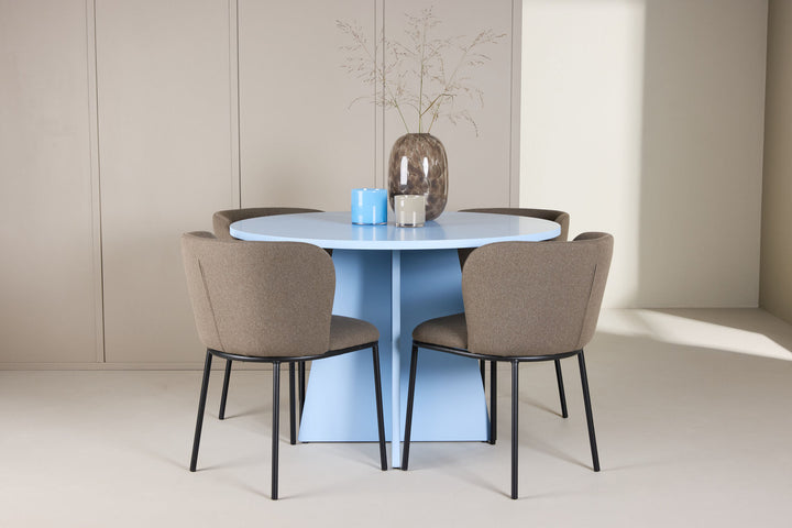 Venture Home Bootcut Table - Baby Blue with 4 Edina Chair - Black / Brown