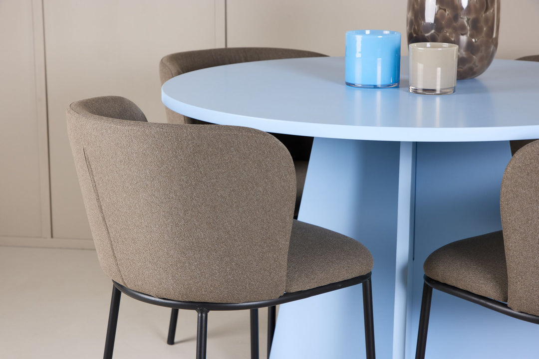 Venture Home Bootcut Table - Baby Blue with 4 Edina Chair - Black / Brown