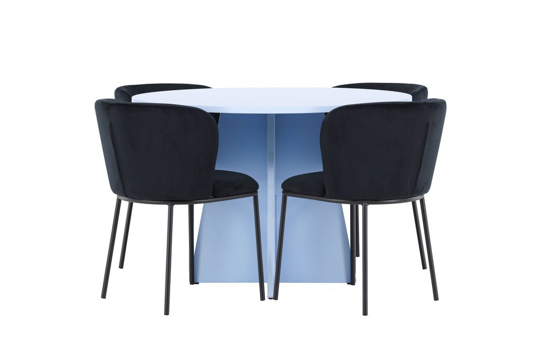 Venture Home Bootcut Table - Baby Blue with 4 Edina Chair - Black