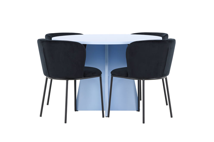 Venture Home Bootcut Table - Baby Blue with 4 Edina Chair - Black
