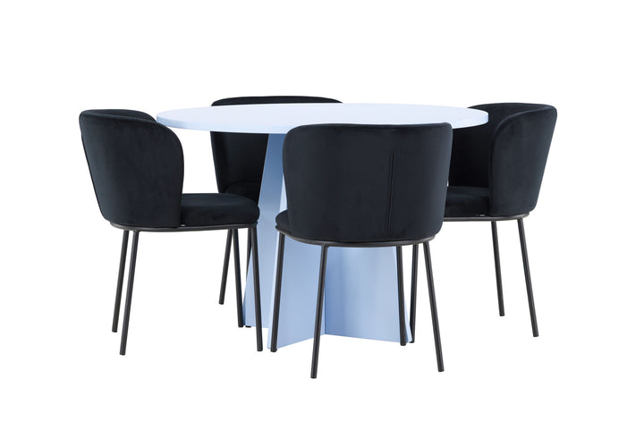 Venture Home Bootcut Table - Baby Blue with 4 Edina Chair - Black