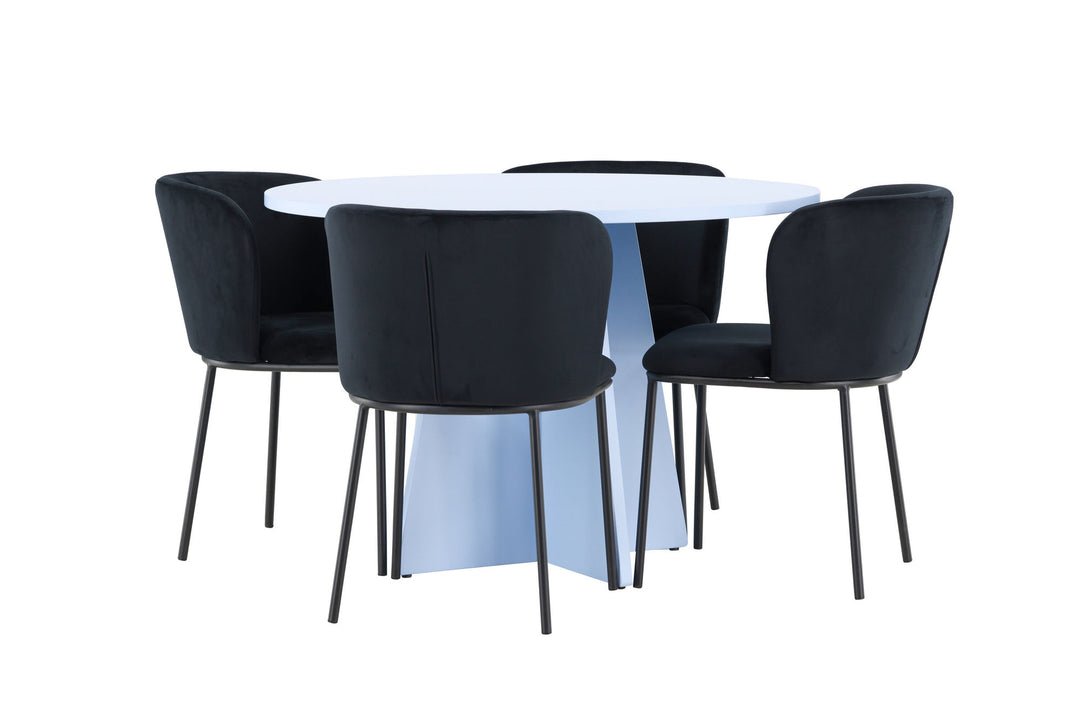 Venture Home Bootcut Table - Baby Blue with 4 Edina Chair - Black