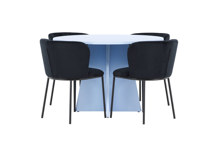 Venture Home Bootcut Table - Baby Blue with 4 Edina Chair - Black