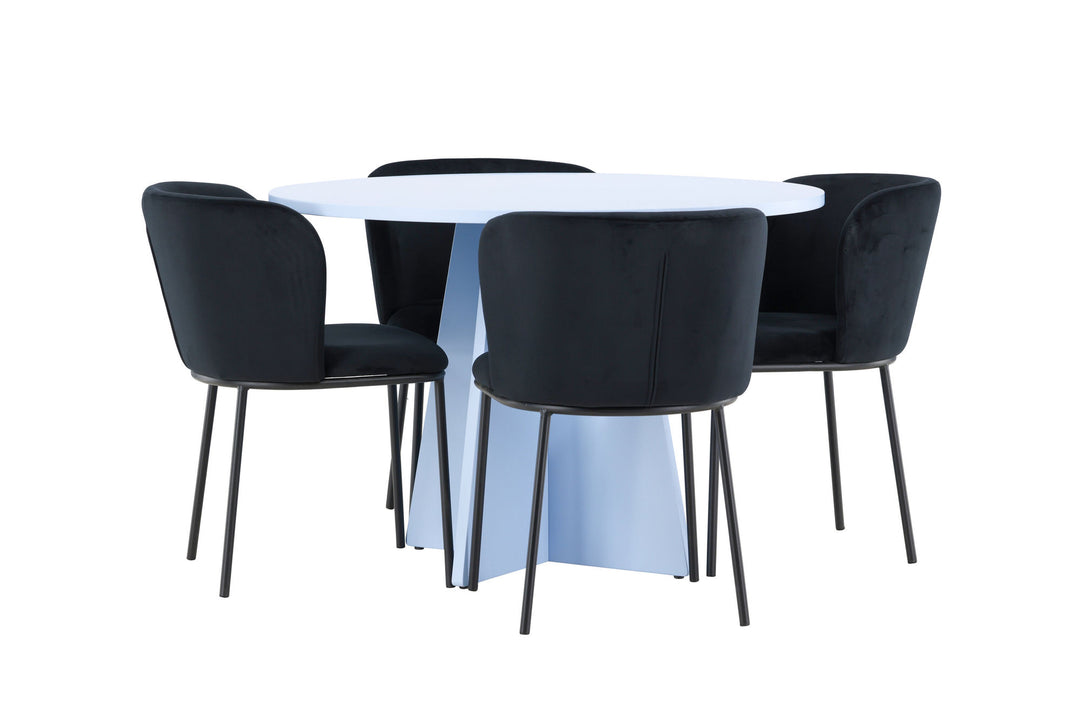 Venture Home Bootcut Table - Baby Blue with 4 Edina Chair - Black