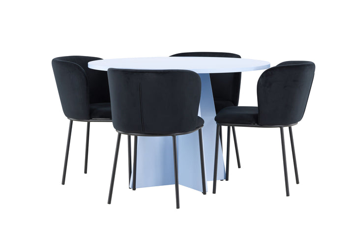 Venture Home Bootcut Table - Baby Blue with 4 Edina Chair - Black