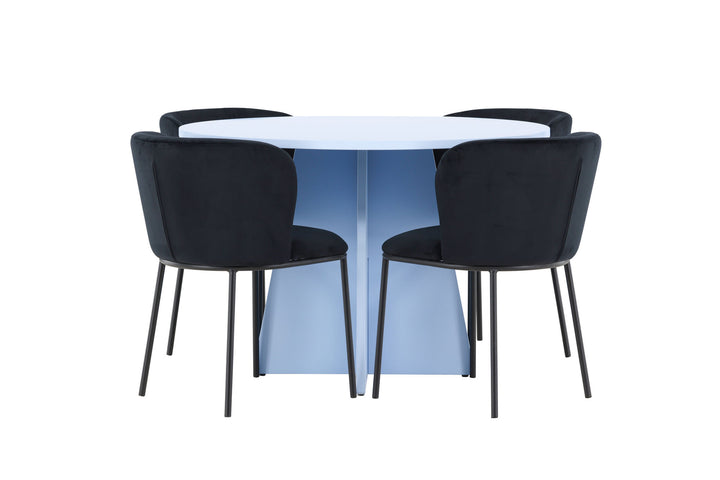 Venture Home Bootcut Table - Baby Blue with 4 Edina Chair - Black