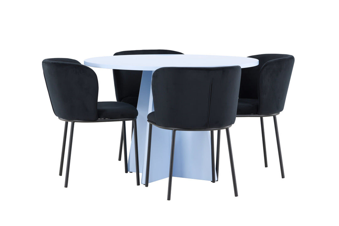 Venture Home Bootcut Table - Baby Blue with 4 Edina Chair - Black