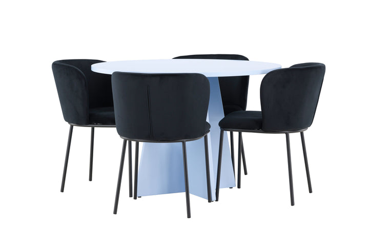 Venture Home Bootcut Table - Baby Blue with 4 Edina Chair - Black