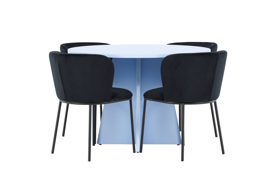 Venture Home Bootcut Table - Baby Blue with 4 Edina Chair - Black