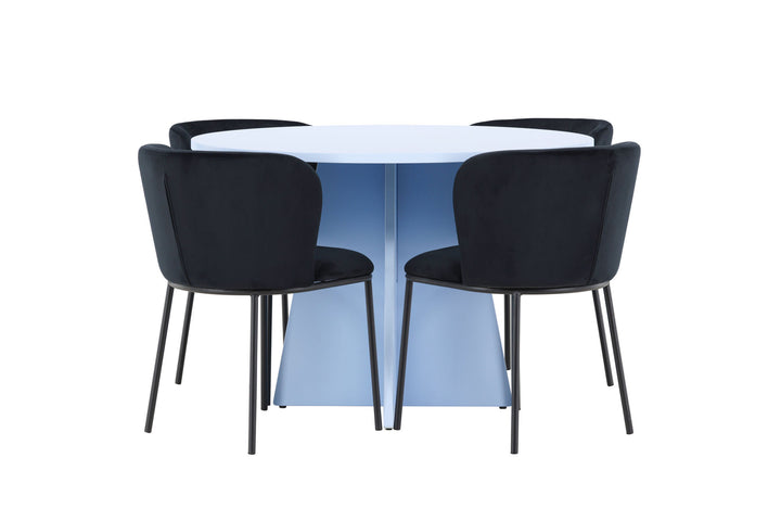 Venture Home Bootcut Table - Baby Blue with 4 Edina Chair - Black
