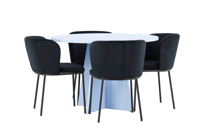 Venture Home Bootcut Table - Baby Blue with 4 Edina Chair - Black