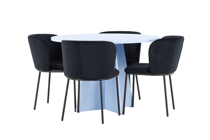 Venture Home Bootcut Table - Baby Blue with 4 Edina Chair - Black