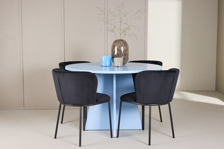Venture Home Bootcut Table - Baby Blue with 4 Edina Chair - Black