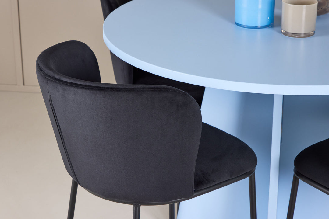 Venture Home Bootcut Table - Baby Blue with 4 Edina Chair - Black