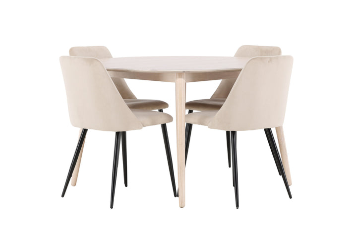 Venture Home Flora Table - Whitewash with 4 Night Chair - Black / Beige
