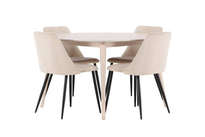 Venture Home Flora Table - Whitewash with 4 Night Chair - Black / Beige