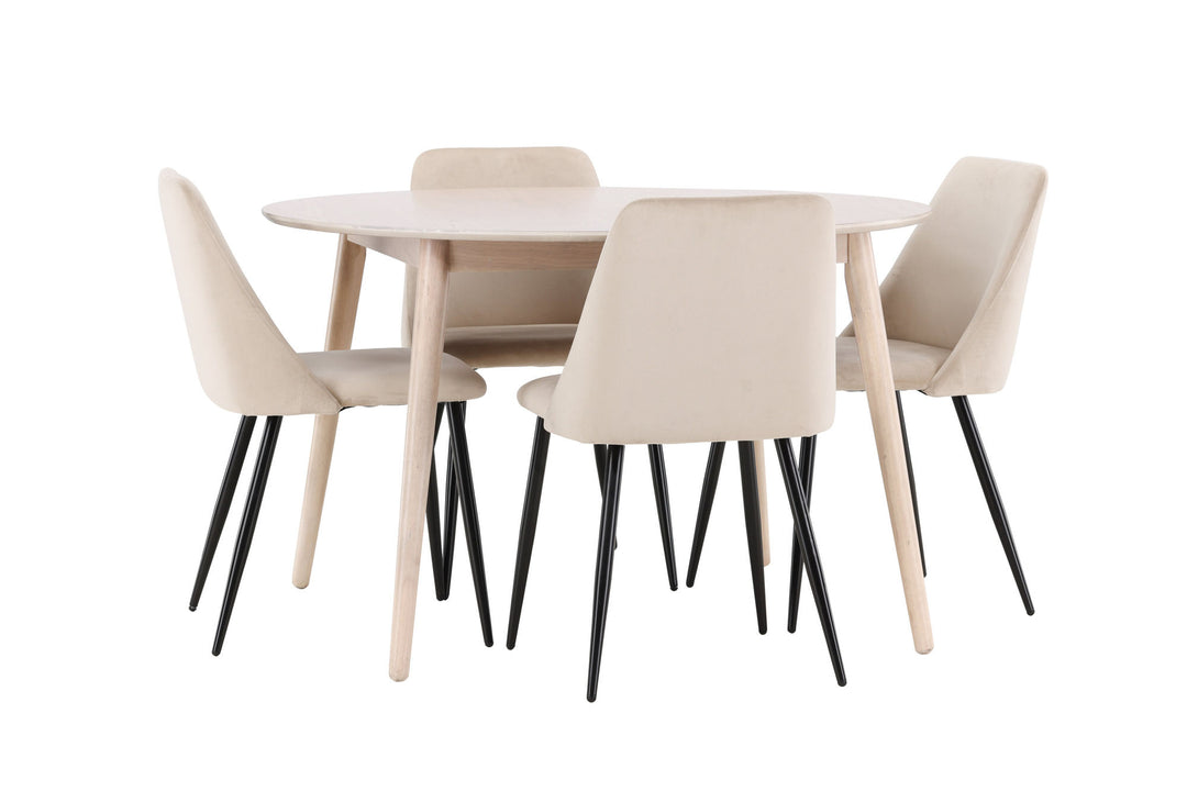 Venture Home Flora Table - Whitewash with 4 Night Chair - Black / Beige