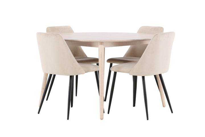 Venture Home Flora Table - Whitewash with 4 Night Chair - Black / Beige
