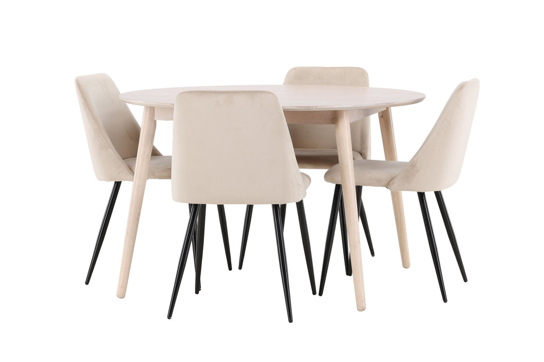 Venture Home Flora Table - Whitewash with 4 Night Chair - Black / Beige