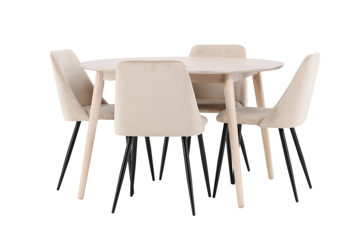 Venture Home Flora Table - Whitewash with 4 Night Chair - Black / Beige
