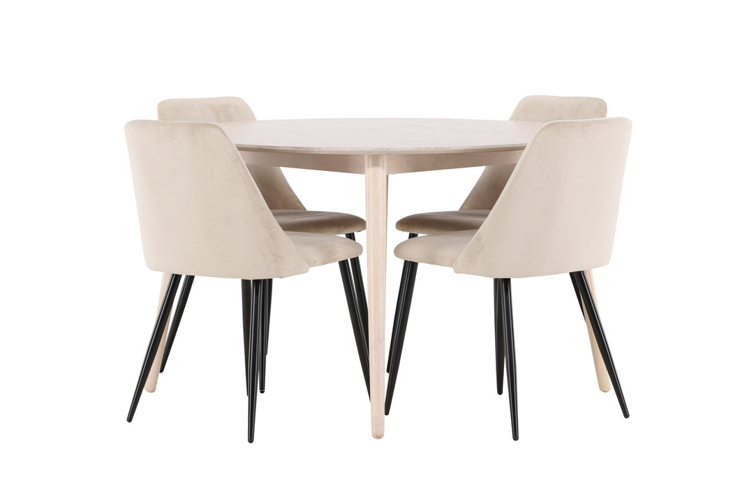 Venture Home Flora Table - Whitewash with 4 Night Chair - Black / Beige