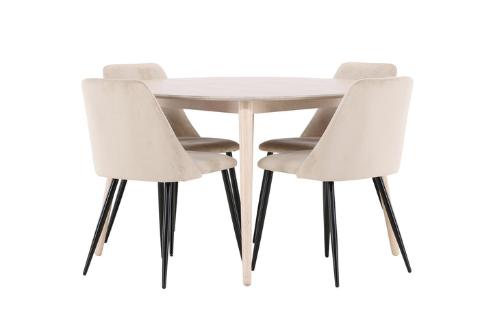 Venture Home Flora Table - Whitewash with 4 Night Chair - Black / Beige