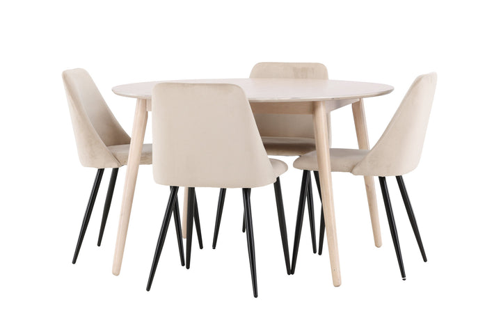 Venture Home Flora Table - Whitewash with 4 Night Chair - Black / Beige