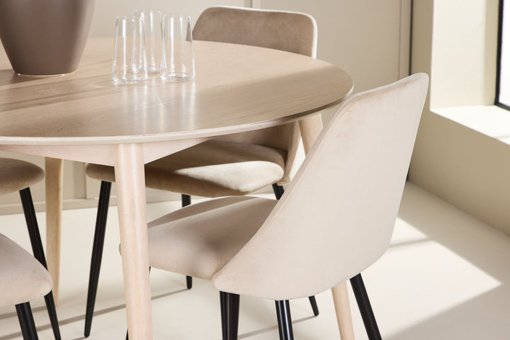 Venture Home Flora Table - Whitewash with 4 Night Chair - Black / Beige
