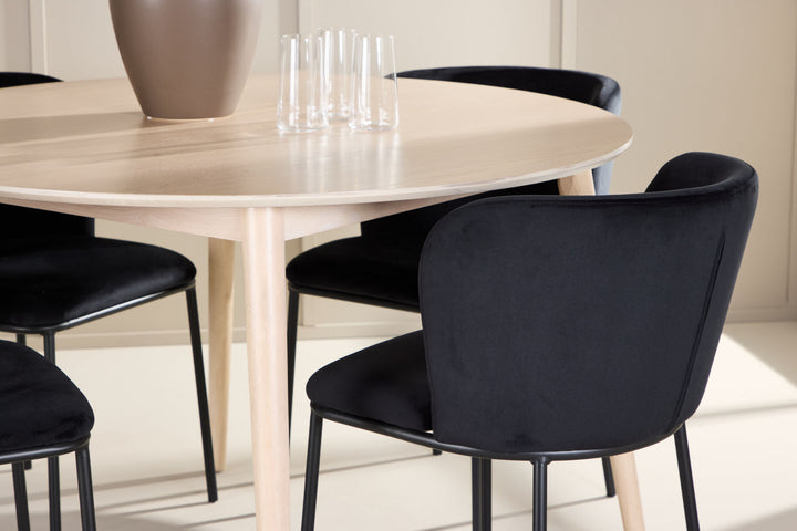 Venture Home Flora Table - Whitewash with 4 Edina Chair - Black