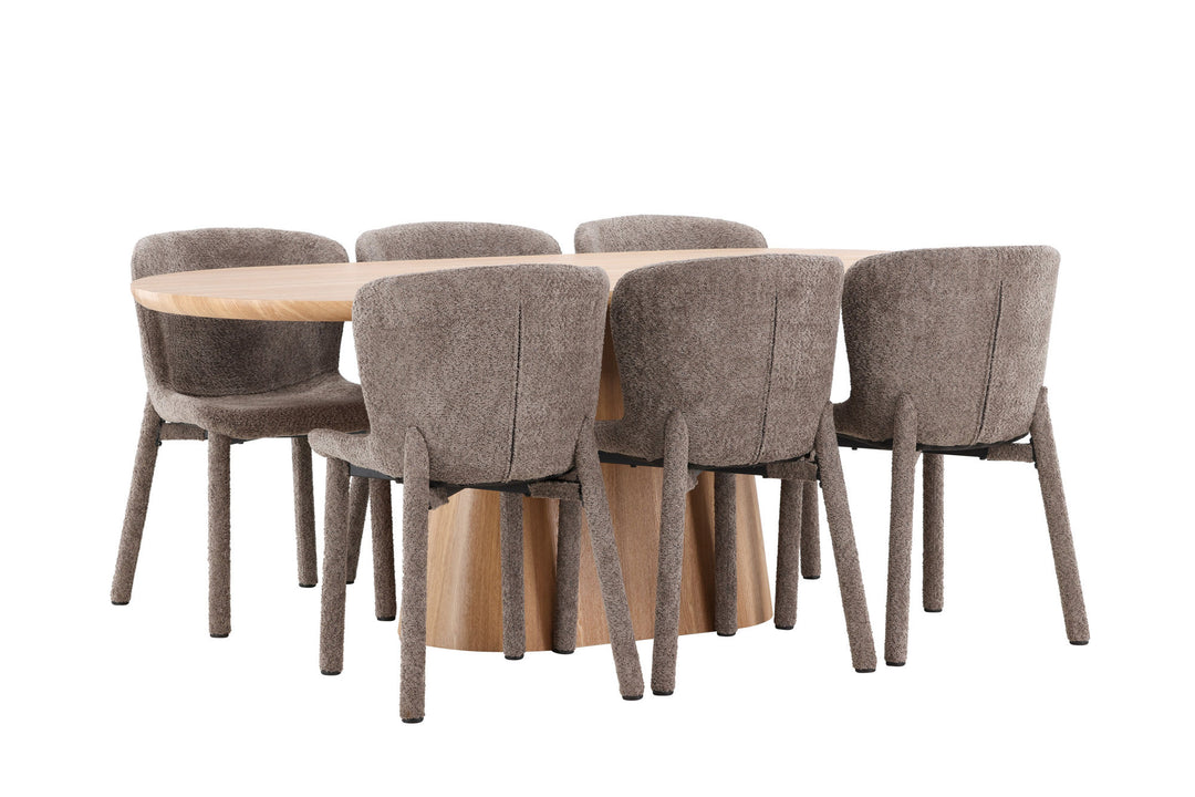 Venture Home Stjärnö Table - Nature with 6 Astoria Chair - Brown