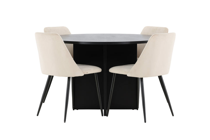 Venture Home Strada Table - Black with 4 Night Chair - Black / Beige